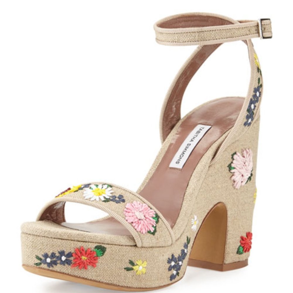 Tabitha Simmons Calla Embroidered Platform Sandal